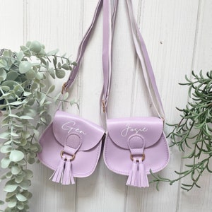 Personalised Children&#39;s Bag | Purple | Toddler Bag | Birthday Gift for Girl | Party Bag | Party Bag Favour | Airpod Holder | Case
