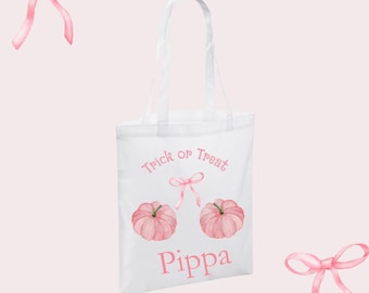 Halloween Party Bag | Trick or Treating Bag | Kids Halloween Bag | Pink Halloween Decor | Girls Halloween Bag | Pink Party | Pumpkin Tote