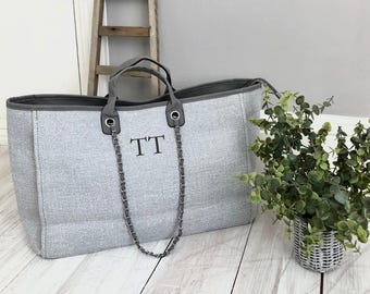 Ladies Personalised Canvas Bag for Weekend Bag Large Weekend Holdall with Initials on Bag with Initials for Luxury Travel Bag for Women Bag