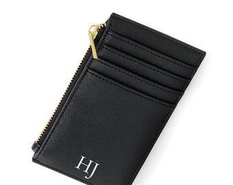 Tarjetero personalizado, Monedero personalizado, Tarjetero, Monedero, Monedero personalizado, Accesorio de viaje, Cremallera negra/dorada