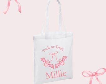 Halloween Party Bag | Trick or Treating Bag | Kids Halloween Bag | Pink Halloween Decor | Girls Halloween Bag | Pink Party | Halloween Tote