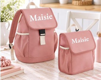 Conjunto de mochila infantil personalizada / Mochila y bolsa de almuerzo a juego para niños / Conjunto de mochila infantil para guardería / Regalo de cumpleaños para niños y niñas