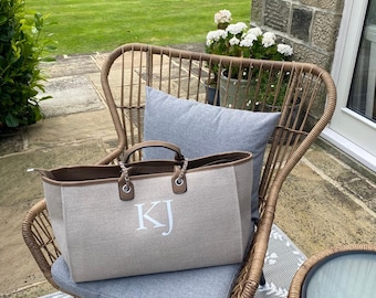 Monogram Canvas Weekend Bag with Monogram Canvas Weekend Holdall Bag Personalised Chain Monogram Canvas Tote Bag Personalised Initial Ladies