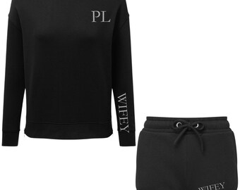 Wifey Tracksuit Personalised | Bridal Tracksuit | Hen Party Loungewear | Honeymoon Outfit | Bride to Be | Wifey Sweatshirt | Short | Caramel