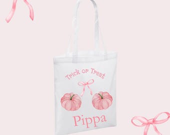 Halloween Party Bag | Trick or Treating Bag | Kids Halloween Bag | Pink Halloween Decor | Girls Halloween Bag | Pink Party | Pumpkin Tote