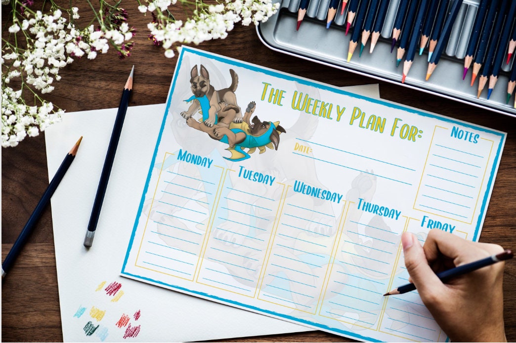 Printable Weekly Planner Pages, Cute Dog Themed Planner With Belgian ...