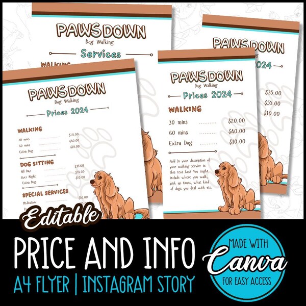 Dog Groomer Price Sheet Etsy