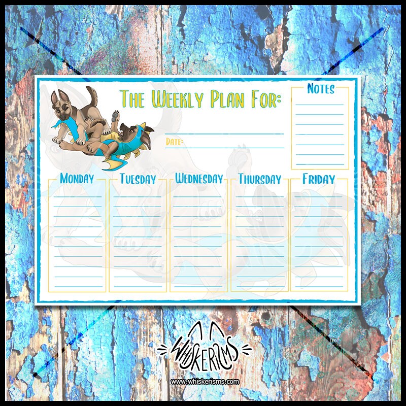 Printable Weekly Planner Pages, Cute Dog Themed Planner With Belgian ...