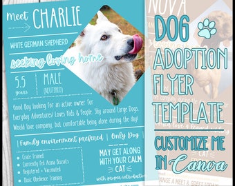 Dog Adoption Flyer Template, Customizable DIY Dog Canva Template