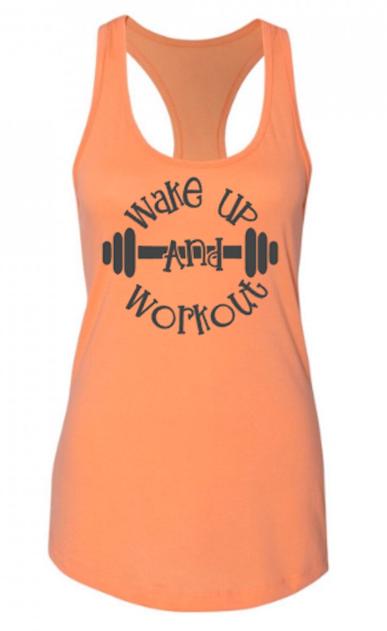 Wake up and workout motivational fitness racerback tank gym tank