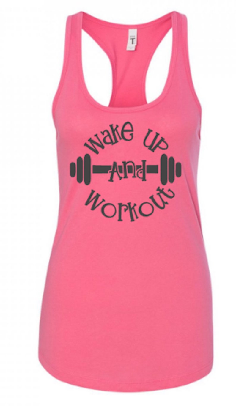 Wake up and workout motivational fitness racerback tank gym tank