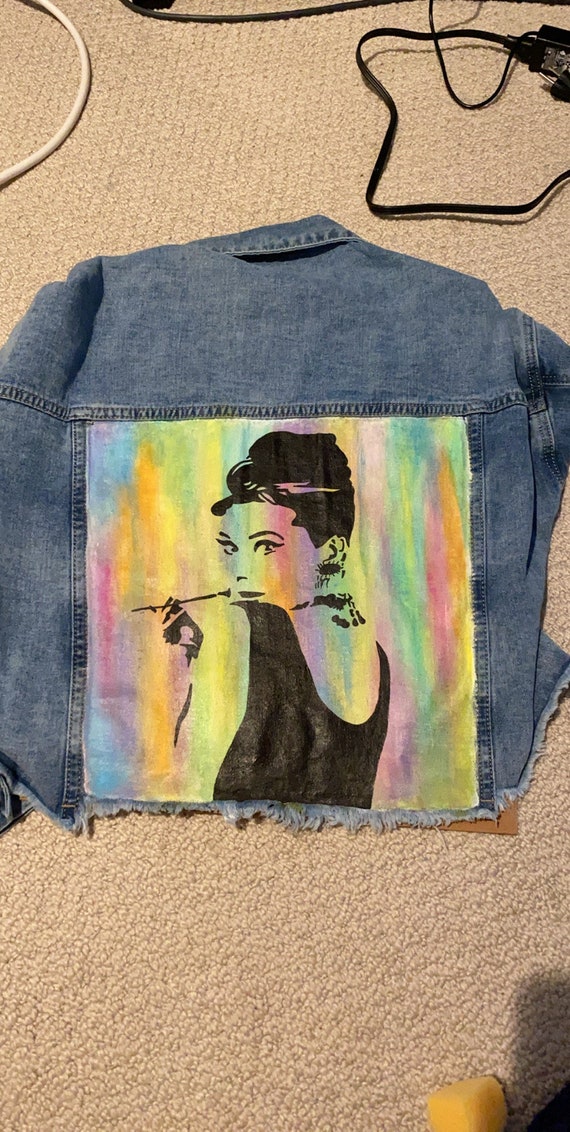 painted denim jacket etsy