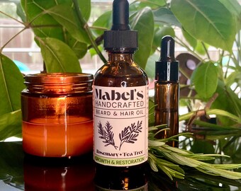 Rosemary + Tea Tree Luxury baard- en haarolie - groei en herstel - volledig natuurlijke haarverzorging zonder toevoegingen