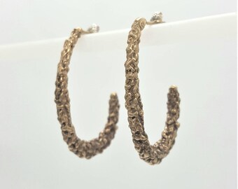 Bronze Bubble Coral Hoops - Hoop stud oorbellen