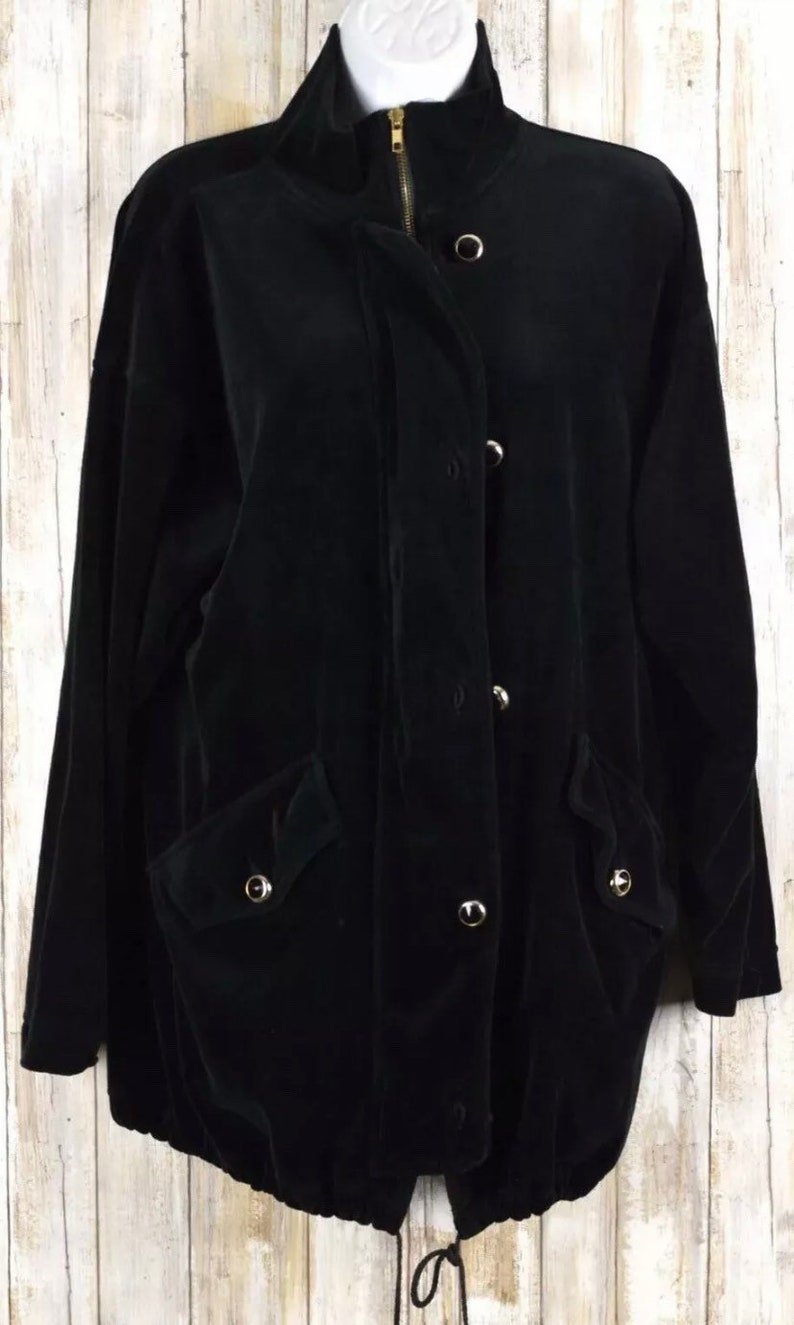 Vintage Regina Porter Women Size Small Black Jacket Zipper Button Down