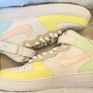 custom af1Custom Pastel Nike Airforce 1 Mids handpainted nikes