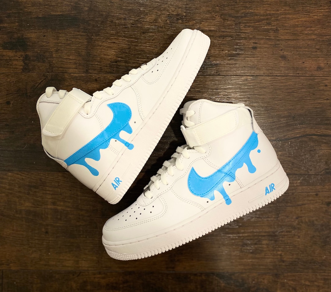 Custom Air Air Force Blue High Top Baby Blue And Black Custom Nike