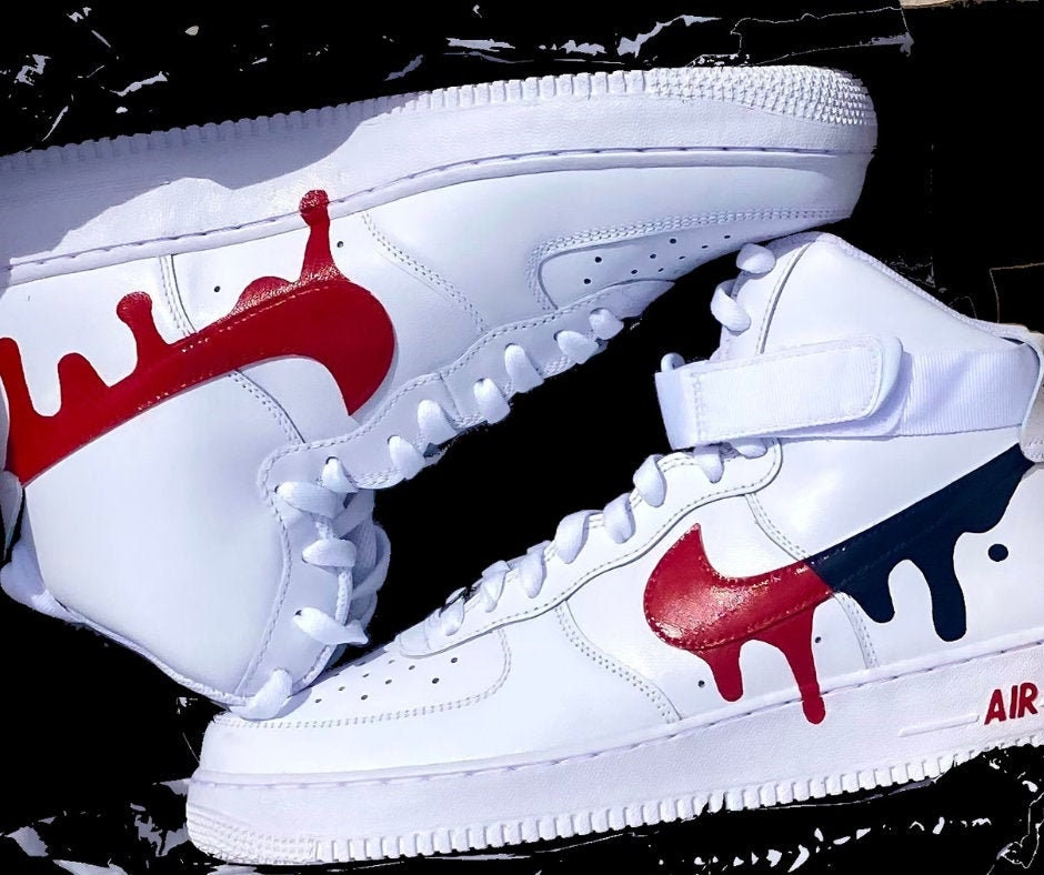 Red pattern drip AF1 customs – Apollo Apparel