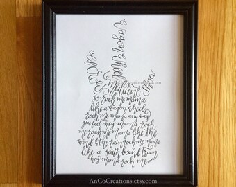 Rock Me Mama Like a Wagon Wheel, Original Calligraphy, Old Crow Medicine Show Lyrics