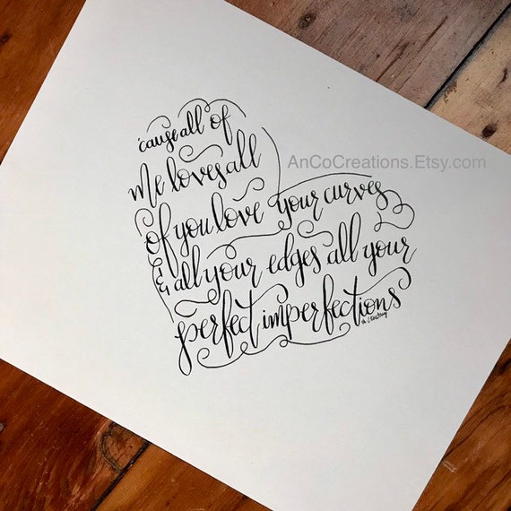 John Legend All Of Me LYRICS print. With your PERSONALISED -  Portugal