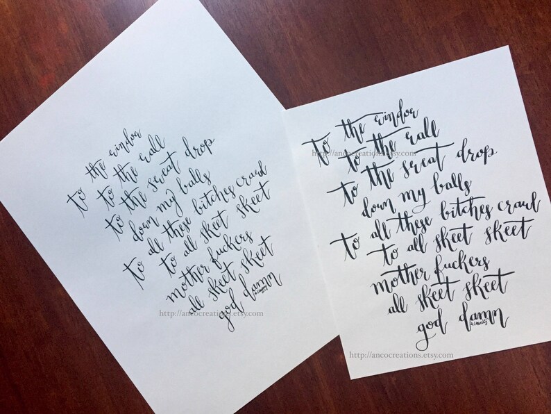 Get Low Lyrics Original Calligraphy - Etsy