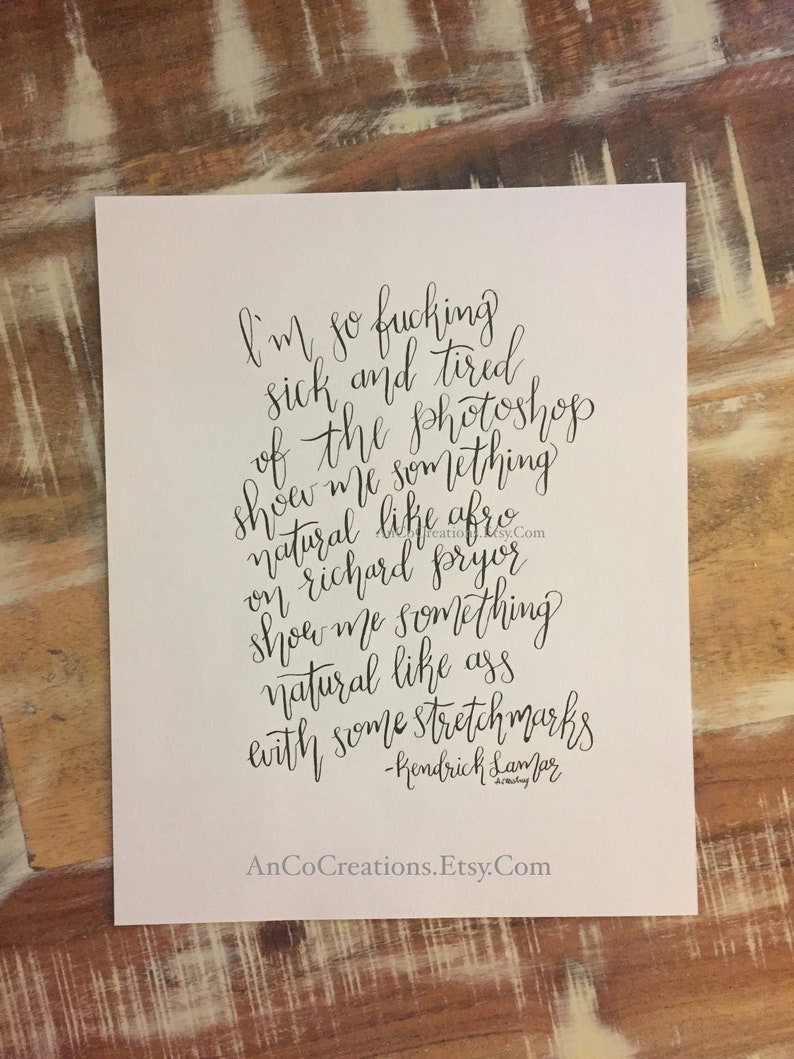 HUMBLE Kendrick Lamar Lyrics, Original Calligraphy Etsy