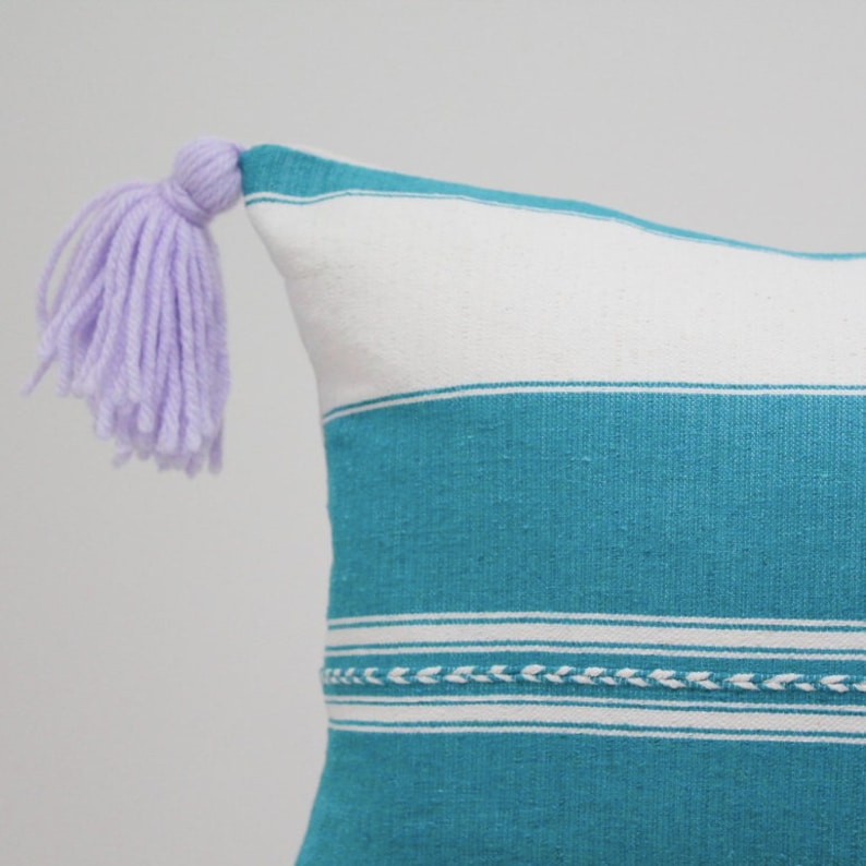 authentic Mexican handmade pillow cover white and green embroidered textile decorative throw pillow bohemian boho oaxaca cushion cover