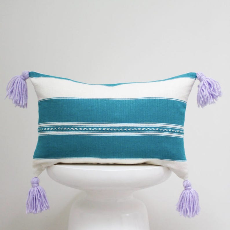 authentic Mexican handmade pillow cover white and green embroidered textile decorative throw pillow bohemian boho oaxaca cushion cover