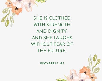 Versículo de la Biblia. Proverbios 21:35. Estampado floral. Regalos para menores de 20 años. Regalos para ella. Regalo de despedida de soltera. Regalo de Navidad. Regalo para novia.