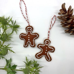 Handmade Felt over cooked dark chocolate Gingerbread Man Ornament