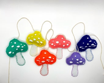 Handmade multi-colored Toadstool garland - woodland garland - toadstool banner-Fantasy Neon mushrooms