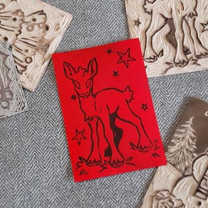 Cartes A6 linogravées - thème Noël