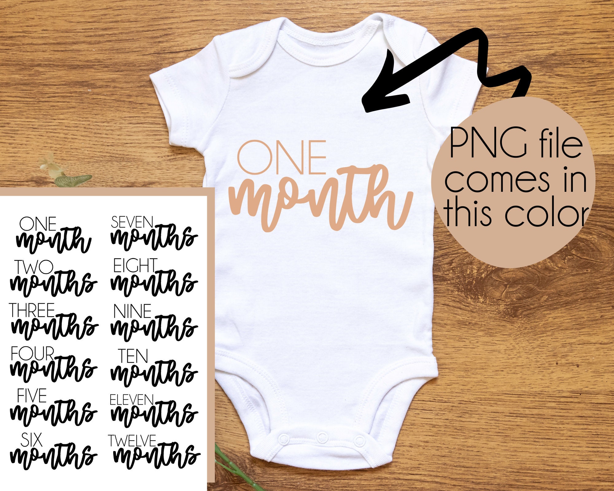 SVG PNG DXF Baby First Year Milestone Newborn Onesie, Twelve Month ...