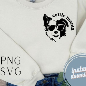 Collie Mama, Border Collie Dog Breed SVG PNG Image for Vinyl Cutting, Sublimation