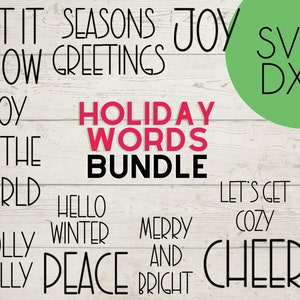 SVG DXF Holiday Christmas Phrases Instant Digital Download, Merry and Bright, Cut File Image for Cricut and Silhouette, Winter Svg