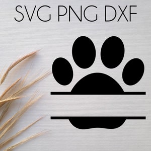 Hond Paw Print Split Monogram Frame, Auto decal svg, SVG DXF Cut File, Hond ras svg, Sublimatie Afbeelding, Hond Lover, Bandana