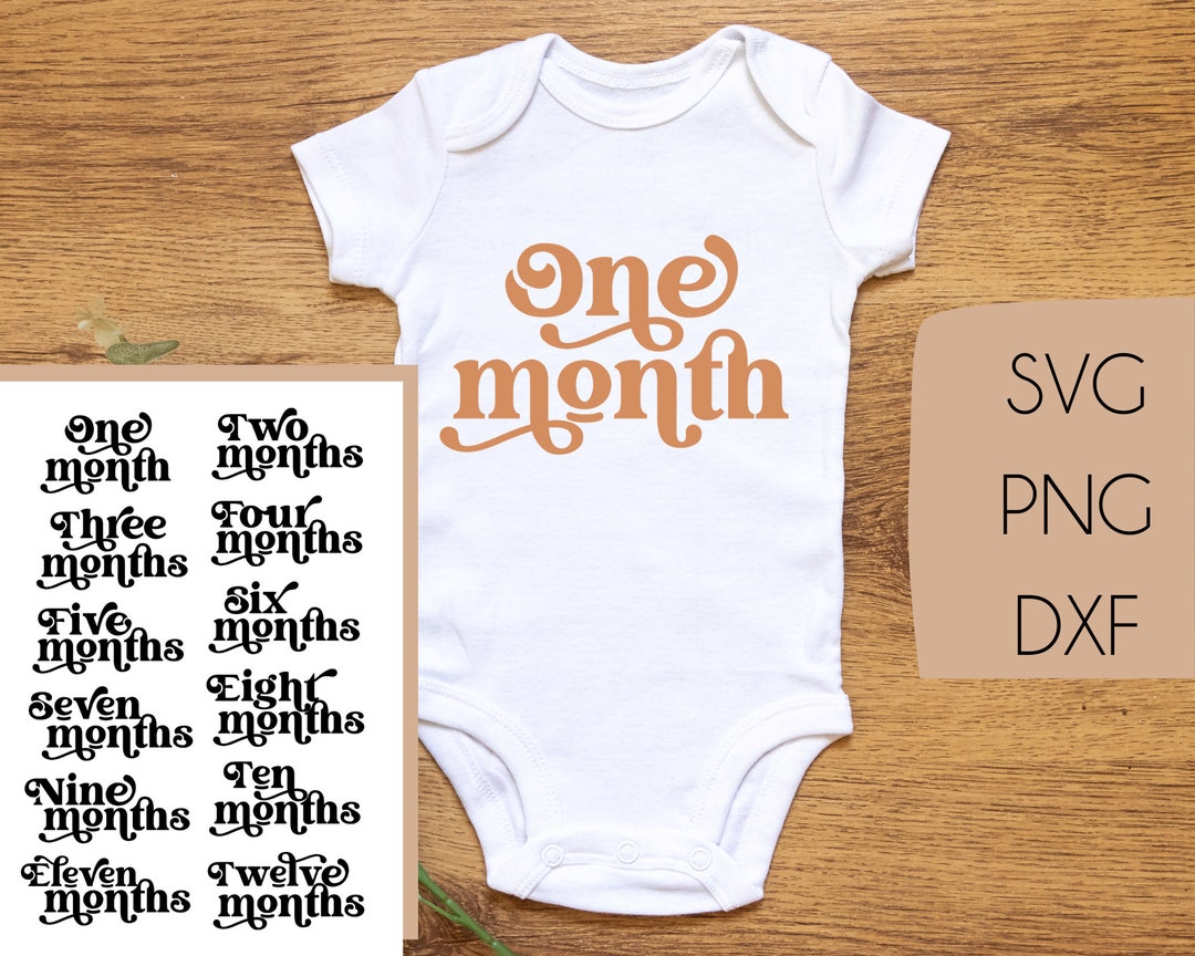 Buy SVG PNG DXF Baby First Year Milestone Newborn Onesie, Twelve Month ...