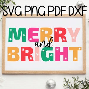 SVG DXF Holiday Christmas Phrases Instant Digital Download, Merry and Bright, Cut File Image for Cricut and Silhouette, Winter Svg