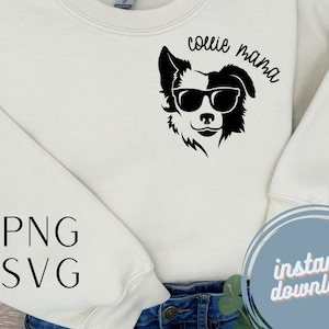 Collie Mama, Border Collie Dog Breed SVG PNG Image for Vinyl Cutting, Sublimation
