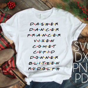 SVG DXF Holiday Friends Merry Christmas Sofort Digital Download, Rentier, Cut File Bild für Cricut und Silhouette, Holiday Tshirt