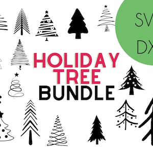 SVG DXF Holiday Christmas Trees Instant Digital Download, Merry and Bright, Cut File Image for Cricut and Silhouette, Winter Svg