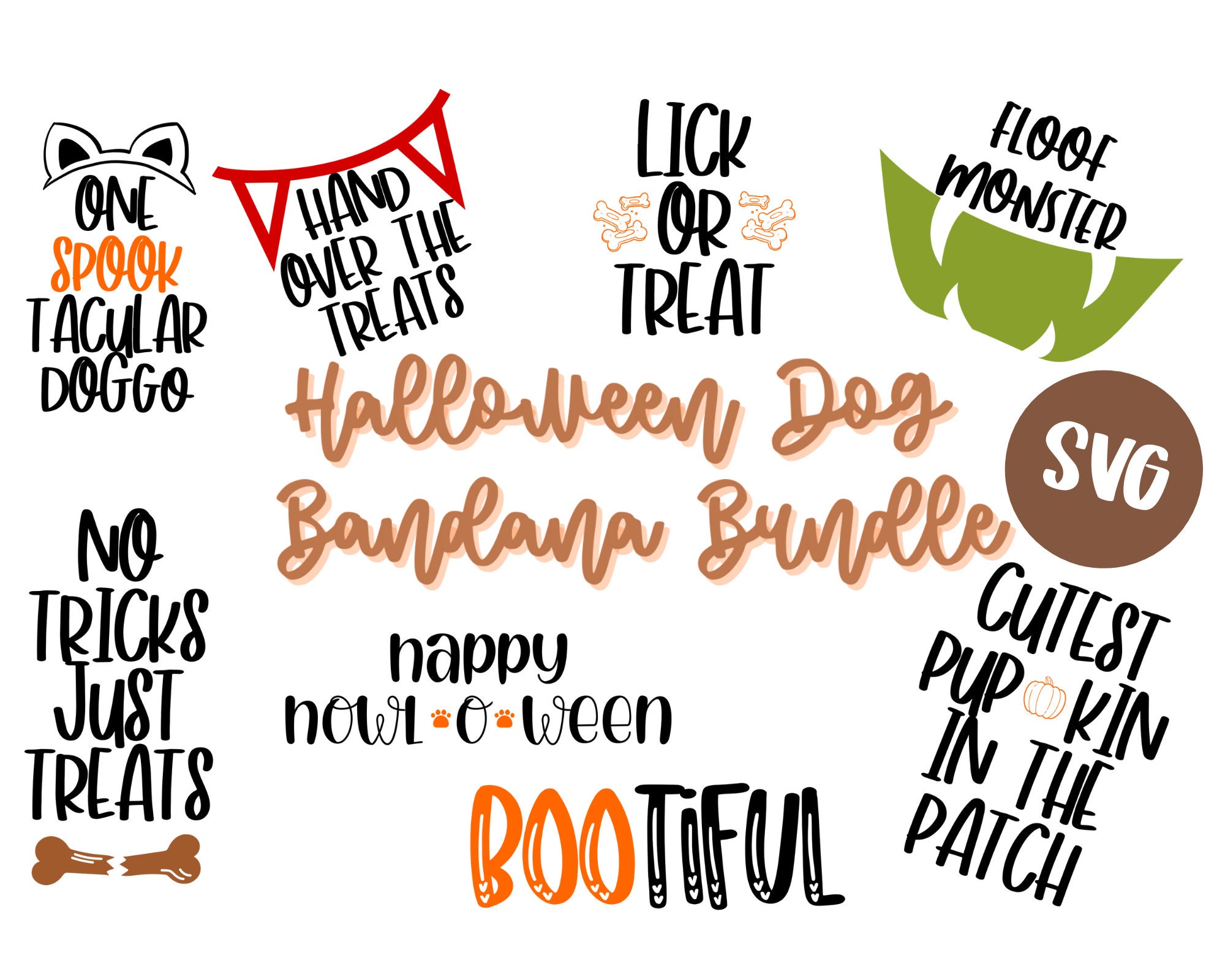Dog Bandana Bundle Halloween Spooky Season SVG Cut File Image Cricut ...