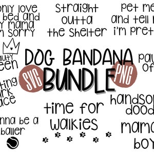 Dog Bandana Bundle, Auto sticker svg, SVG DXF Cut File, hondenras svg, Rescue Animal Sticker, Hond svg, Dog Lover, PNG voor Sublimatie
