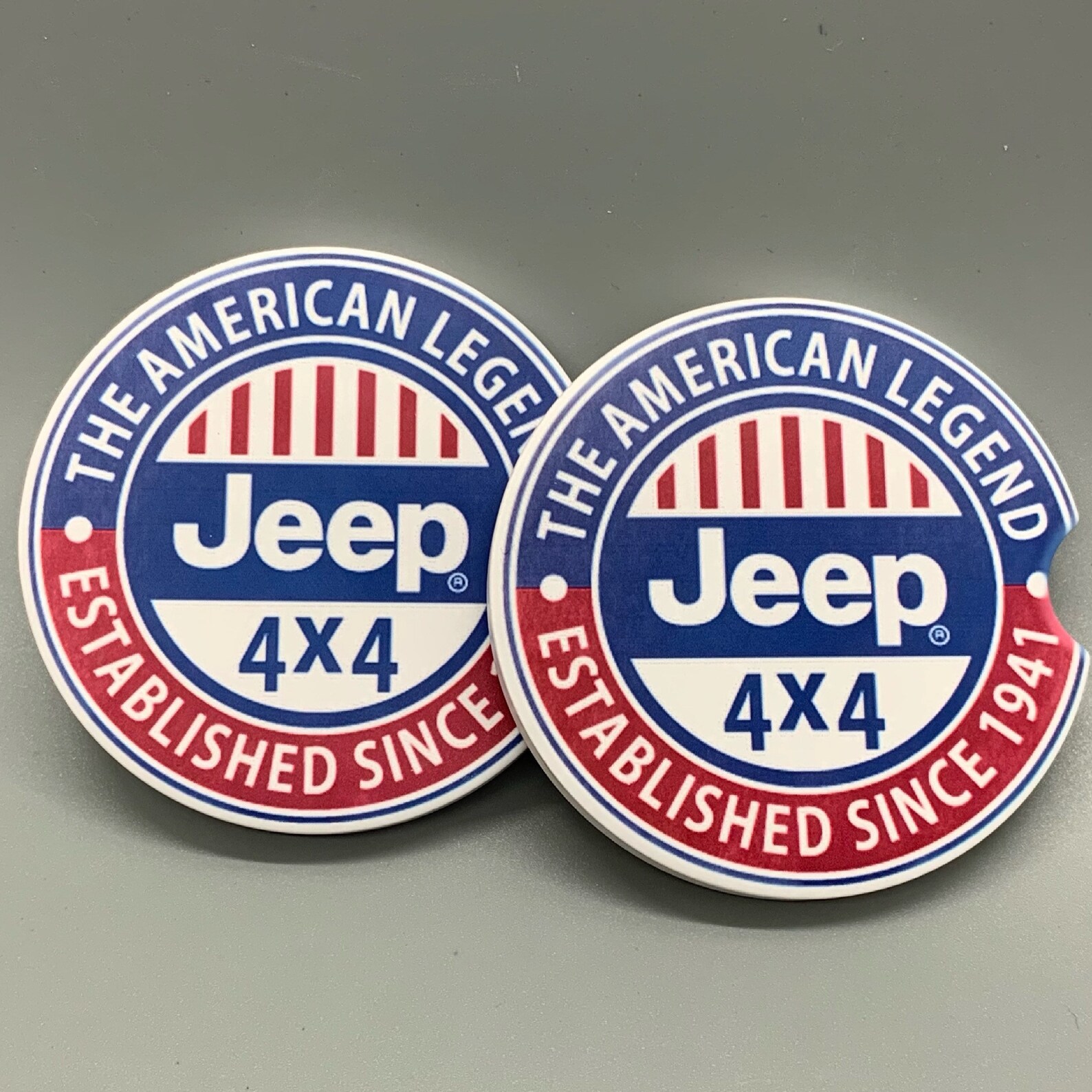 Jeep Two Piece Sandstone Car Coaster Set Etsy