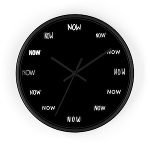 NOW Wall Clock - Black, Various Fonts