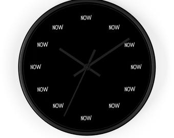 NOW Wall Clock - Black on Black, Single Font