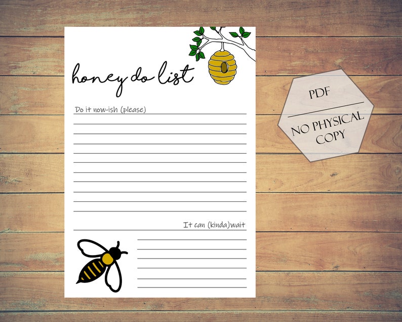 Honey Do List Printable PDF Download Etsy
