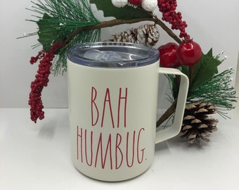 Rae Dunn Christmas Bah Humbug Stainless Steel Coffee Travel Mug