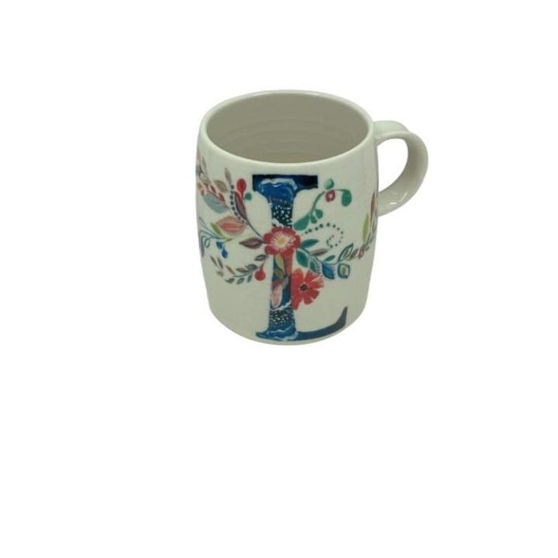 Anthropologie Monogram Initial Letter Petal Palette Floral Mug signed Starla Halfmann - Sold Individually L