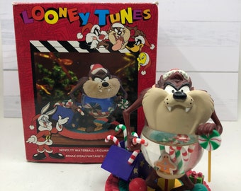 Vintage 1996 Looney Tunes Tazmanian Devil Novelty Waterball Christmas Figurine